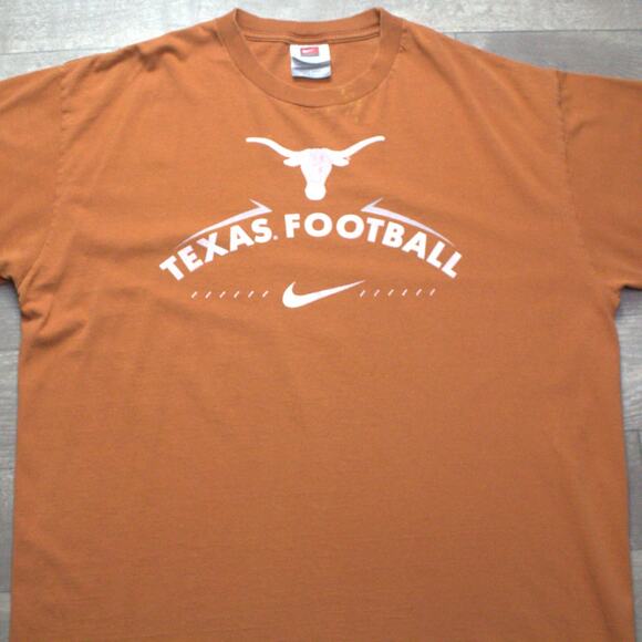 VTG University of Texas Longhorns Football T Shirt Mens L Orange Nike Team 90s - Picture 1 of 6